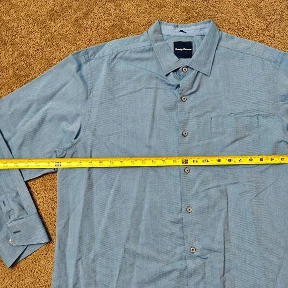 Tommy Bahama Mens XL Blue Micro Dot Cotton Long Sleeve Button Up Shirt T311801 - Picture 6 of 12